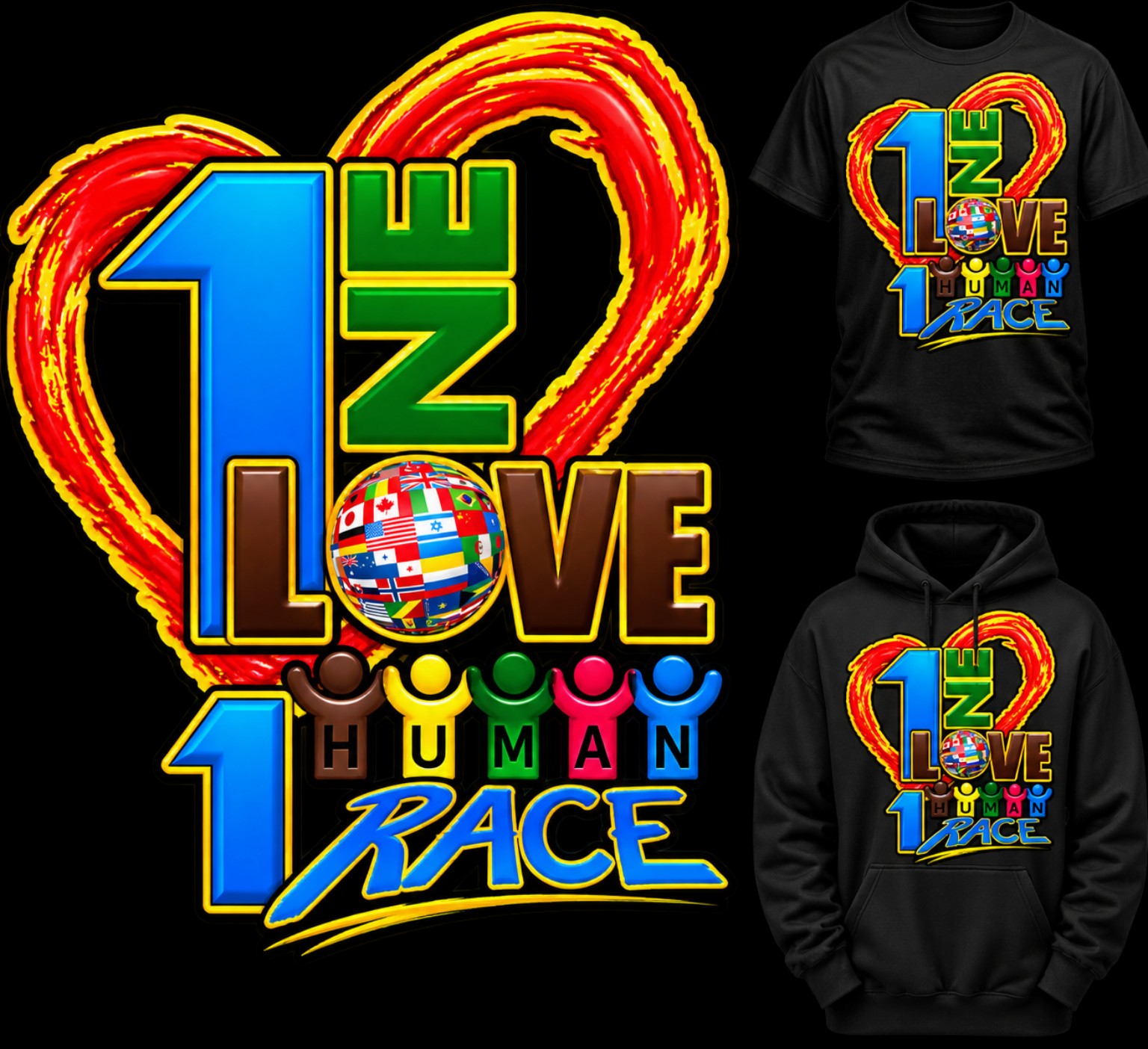 1 Love 1 Human Race identity and apparel presentation