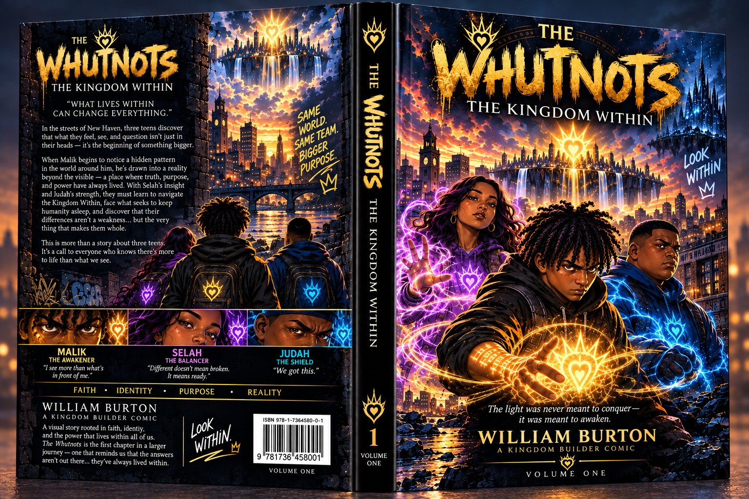The Whutnots: The Kingdom Within complete book cover featuring Malik, Selah, and Judah
